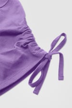 Ruched Sleeves Chest Printed T-Shirt