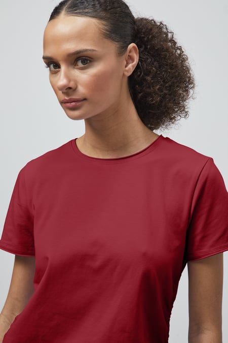 Red Ruched Side Seam T-Shirt