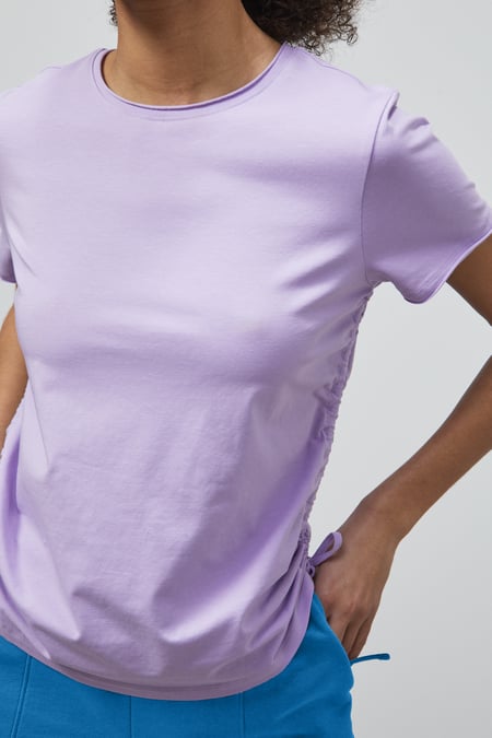 Purple Ruched Side Seam T-Shirt