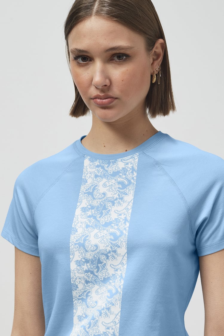 Patch Print Short Sleeve Raglan T-shirts