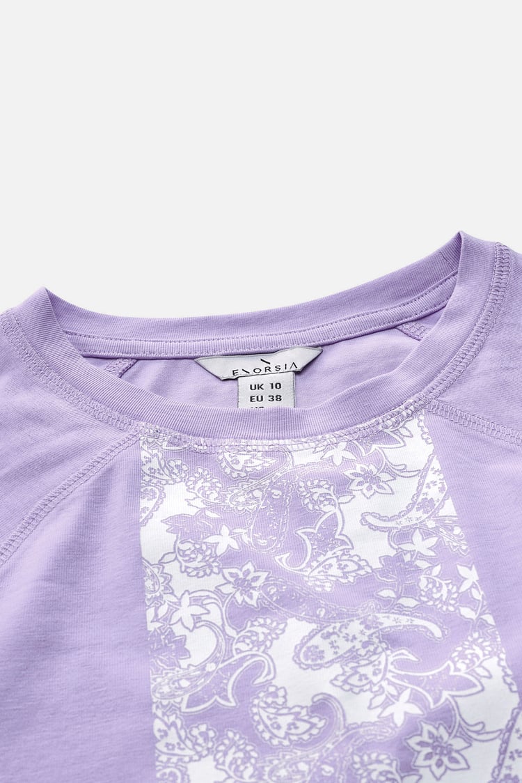 Patch Print Short Sleeve Raglan T-shirts