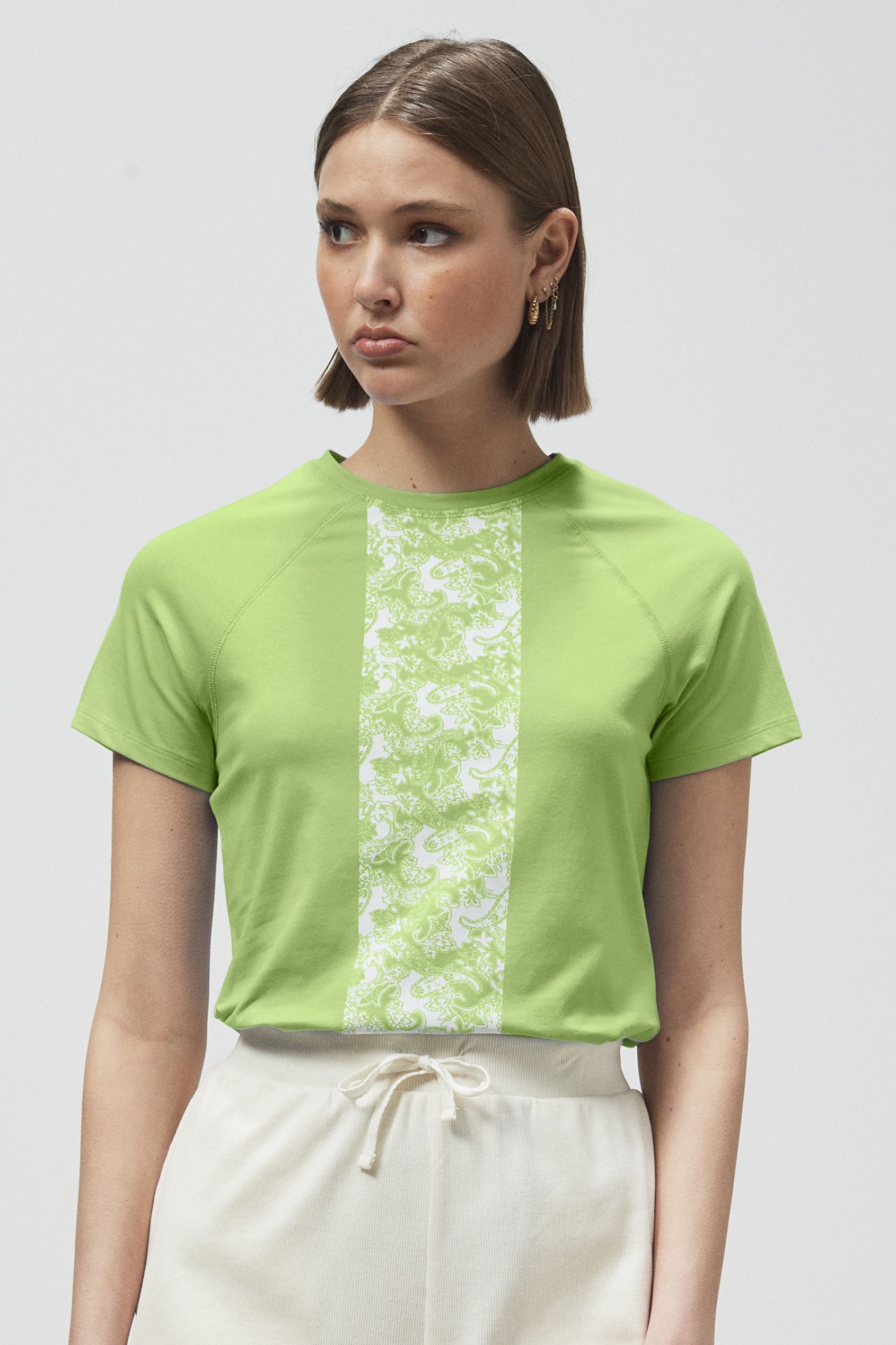 Patch Print Short Sleeve Raglan T-shirts