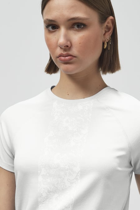 White Patch Print Short Sleeve Raglan T-shirts