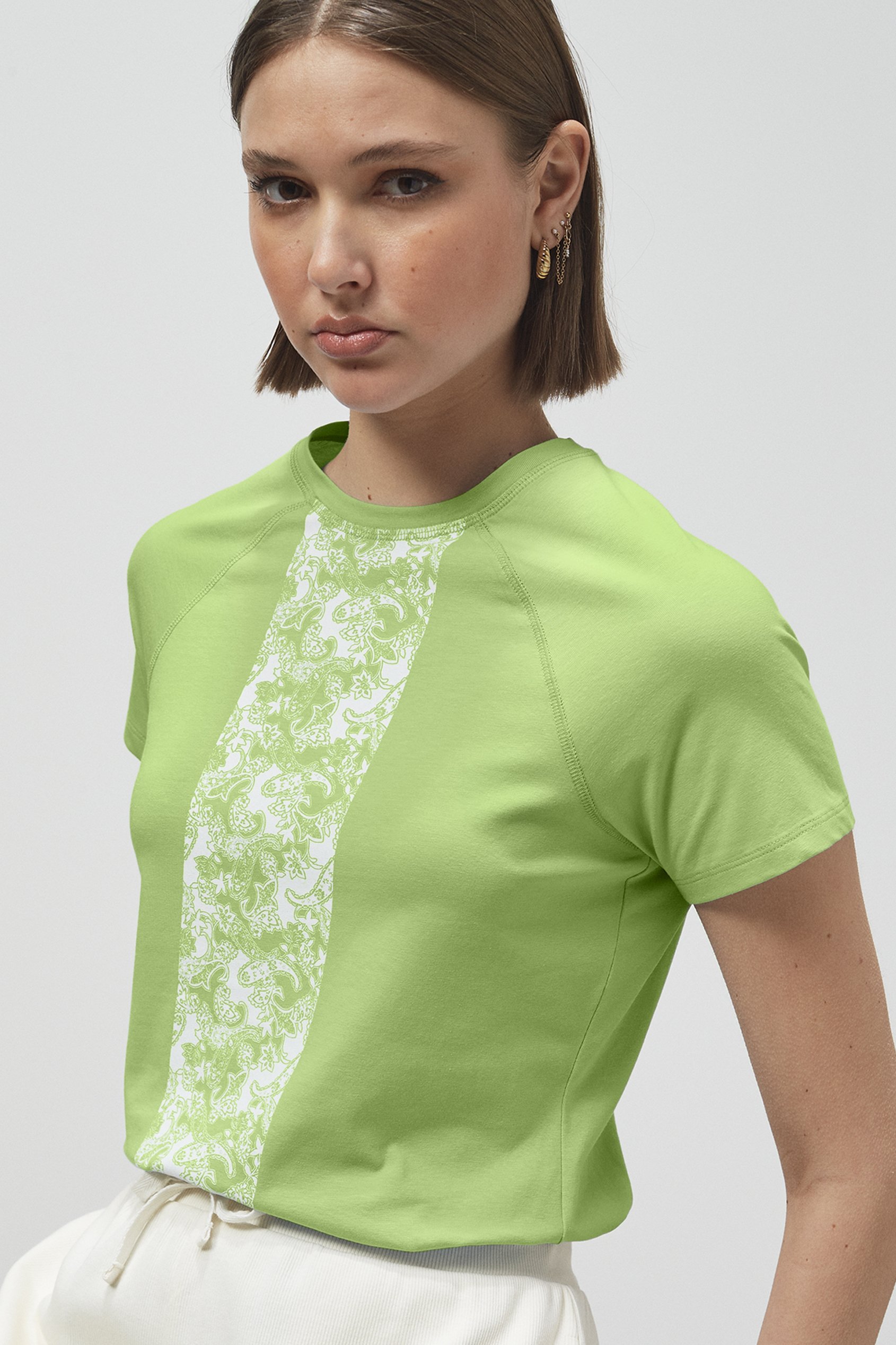 Patch Print Short Sleeve Raglan T-shirts