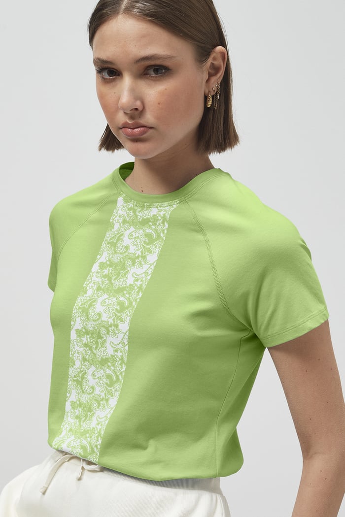 Patch Print Short Sleeve Raglan T-shirts