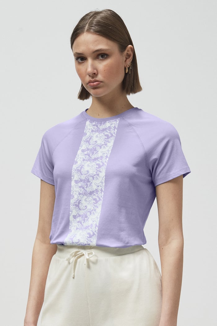 Patch Print Short Sleeve Raglan T-shirts