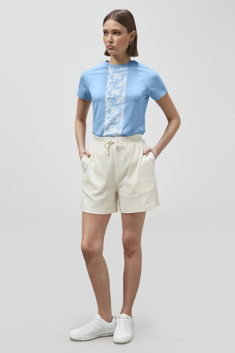 Patch Print Short Sleeve Raglan T-shirts