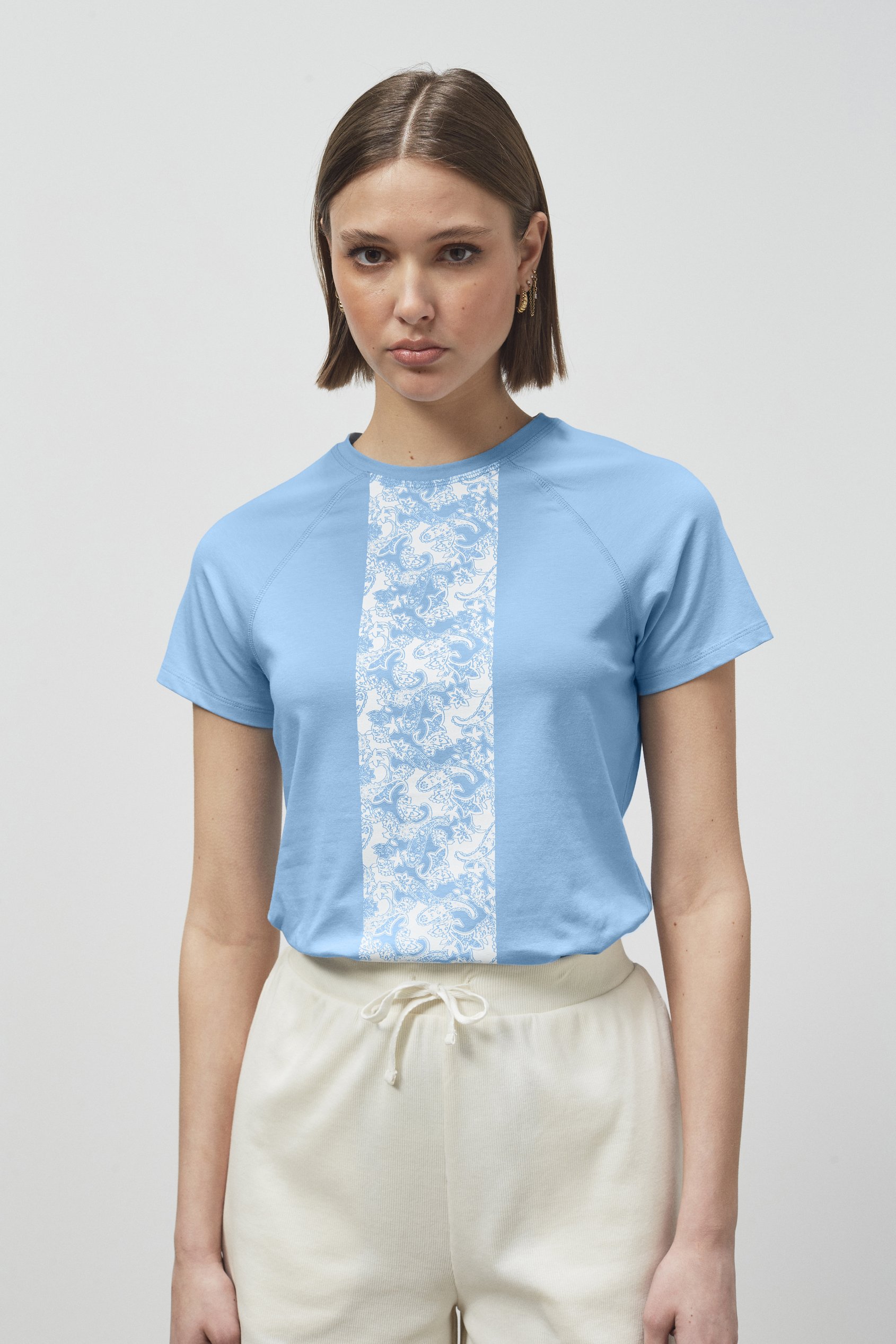 Patch Print Short Sleeve Raglan T-shirts