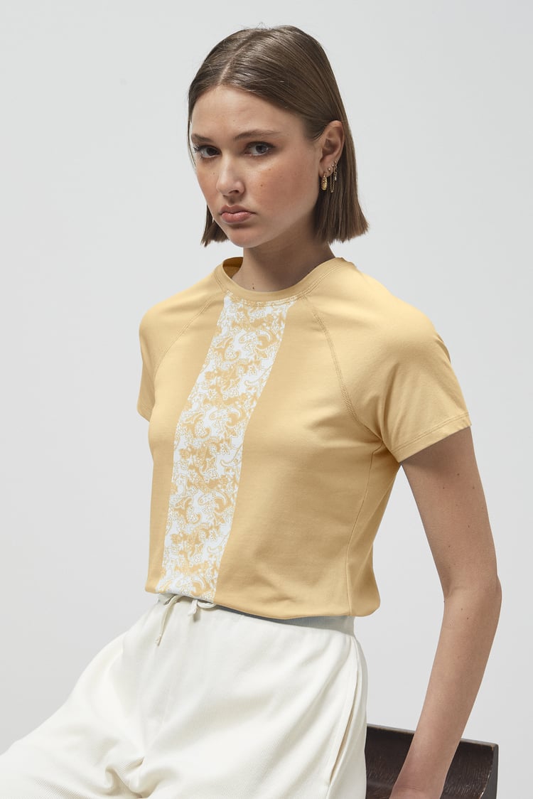 Patch Print Short Sleeve Raglan T-shirts