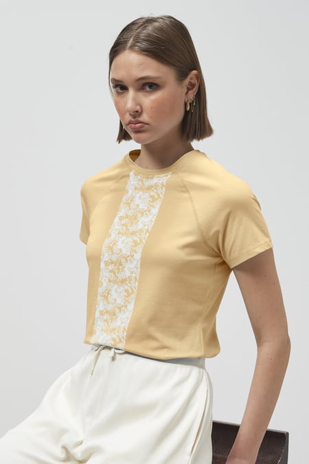 Green Patch Print Short Sleeve Raglan T-shirts