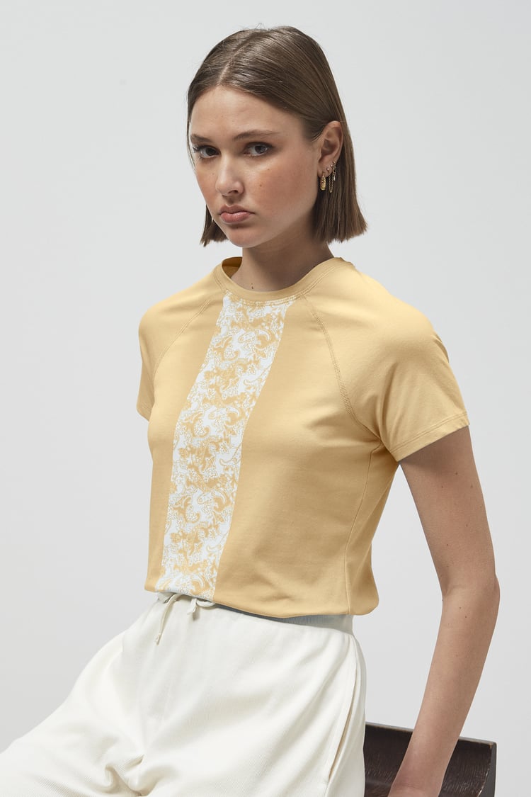 Patch Print Short Sleeve Raglan T-shirts