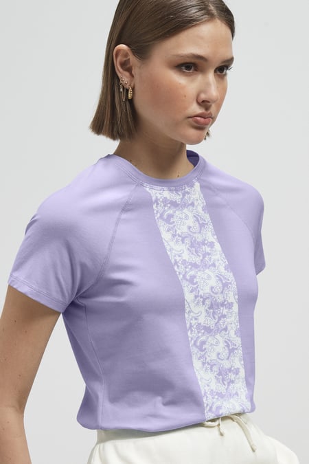 Purple Patch Print Short Sleeve Raglan T-shirts