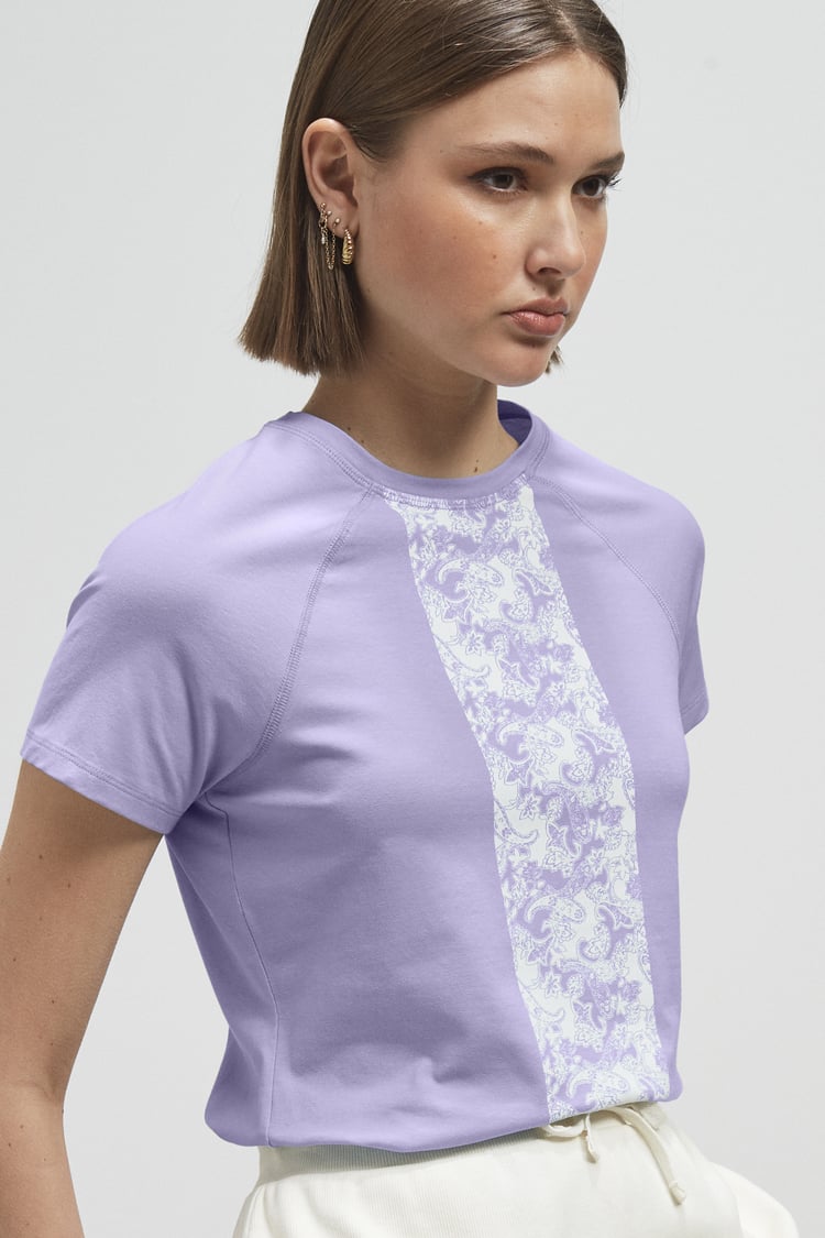 Patch Print Short Sleeve Raglan T-shirts