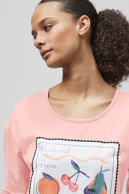 Pink Post Card Printed T-Shirt