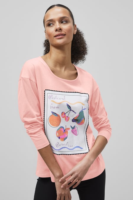 Cream Post Card Printed T-Shirt