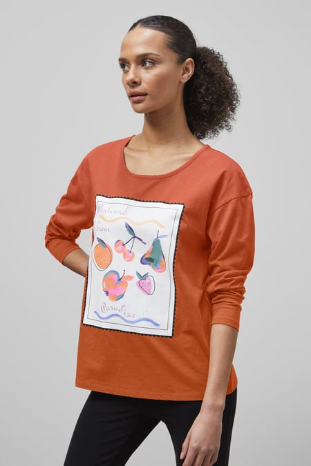 Cream Post Card Printed T-Shirt