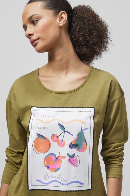 Green Post Card Printed T-Shirt