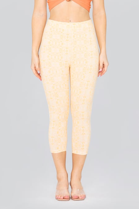 Cream Bee Printed Cropped Leggings