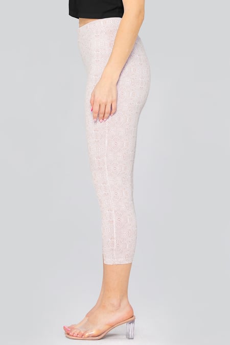 Cream Bee Printed Cropped Leggings
