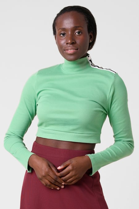 Women White Turtleneck Crop Tops