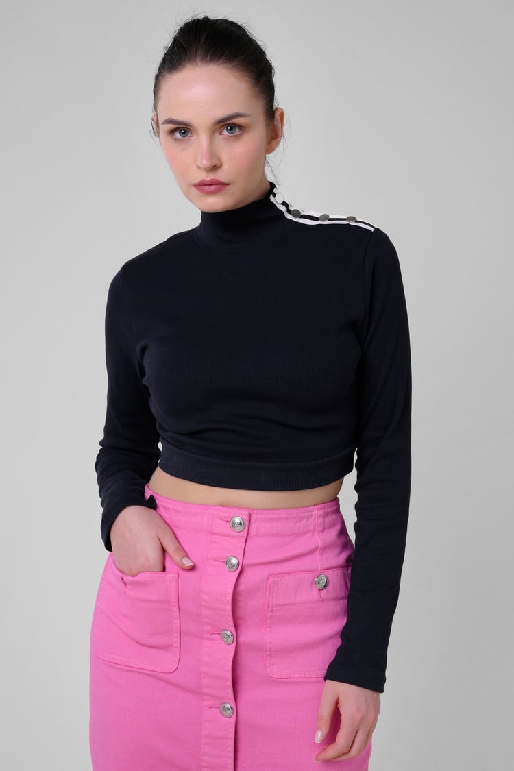 Women Turtleneck Crop Tops