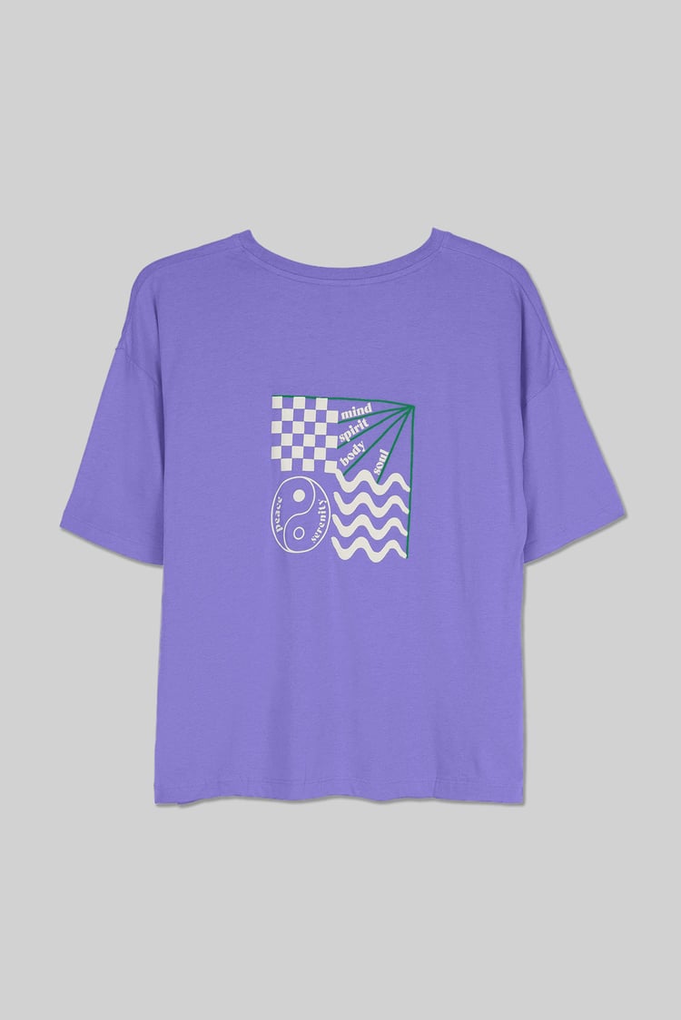 Slogan Print Boxy Relaxed Fit T-Shirt