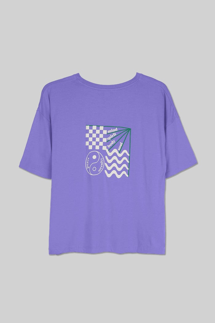 Slogan Print Boxy Relaxed Fit T-Shirt