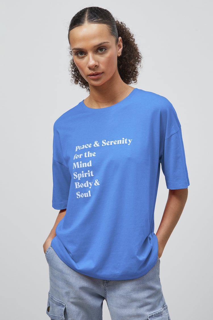 Slogan Print Boxy Relaxed Fit T-Shirt