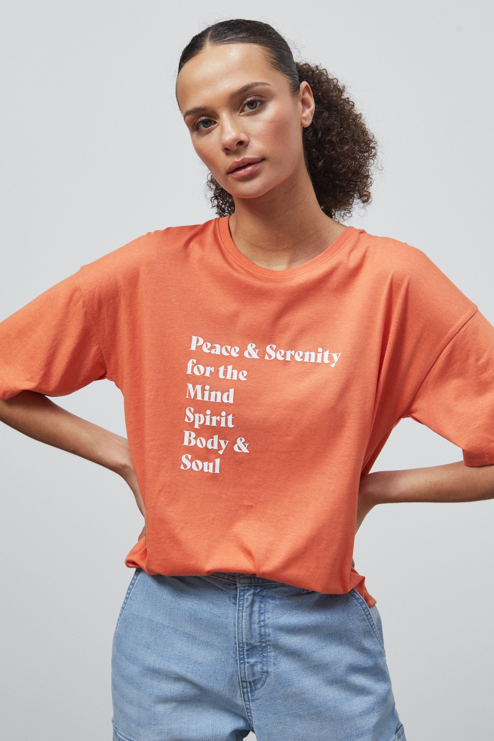 Slogan Print Boxy Relaxed Fit T-Shirt