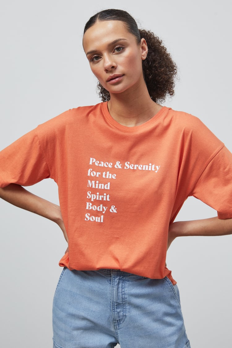 Slogan Print Boxy Relaxed Fit T-Shirt