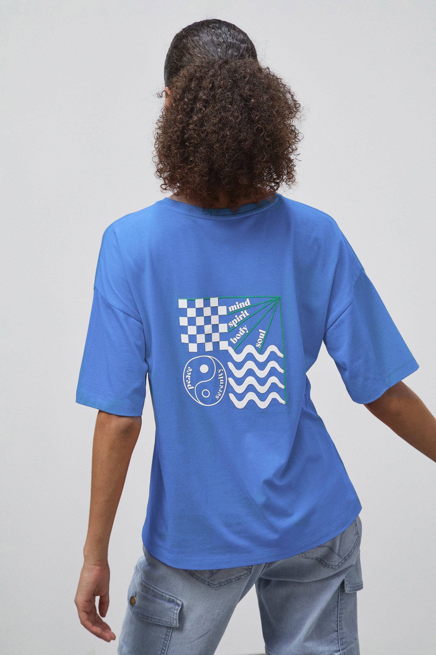 Slogan Print Boxy Relaxed Fit T-Shirt