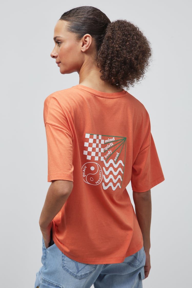 Slogan Print Boxy Relaxed Fit T-Shirt