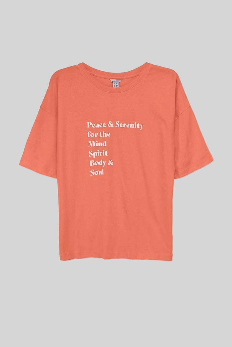 Slogan Print Boxy Relaxed Fit T-Shirt