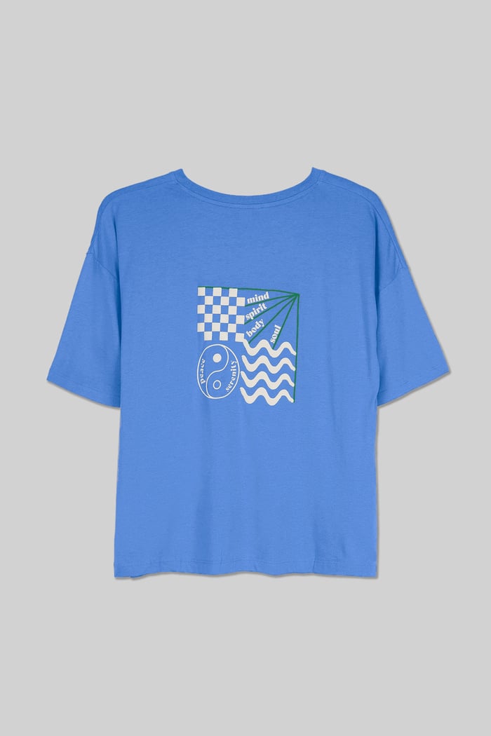 Slogan Print Boxy Relaxed Fit T-Shirt