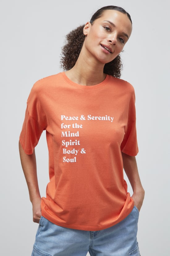 Slogan Print Boxy Relaxed Fit T-Shirt