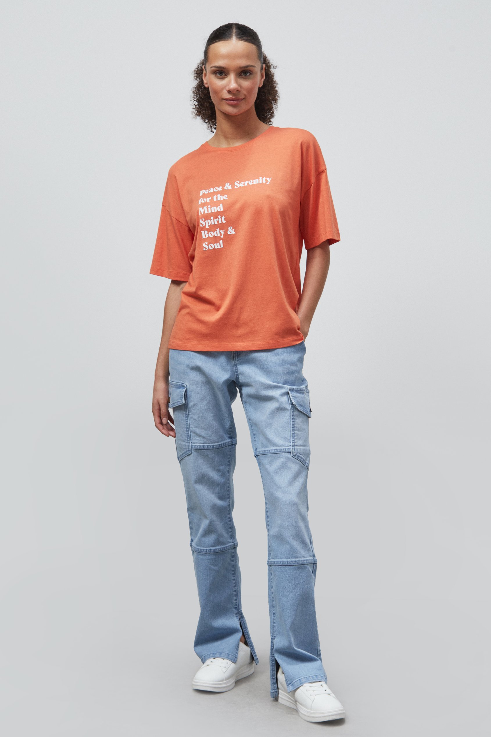 Slogan Print Boxy Relaxed Fit T-Shirt