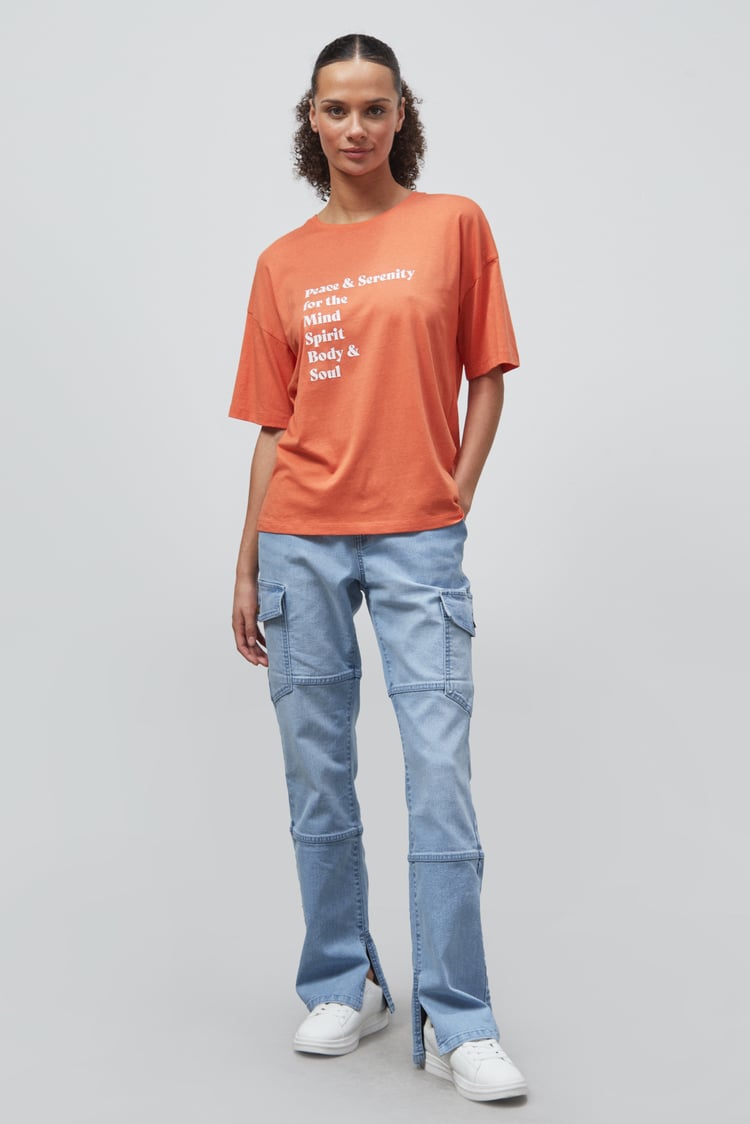Slogan Print Boxy Relaxed Fit T-Shirt