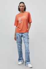 Slogan Print Boxy Relaxed Fit T-Shirt