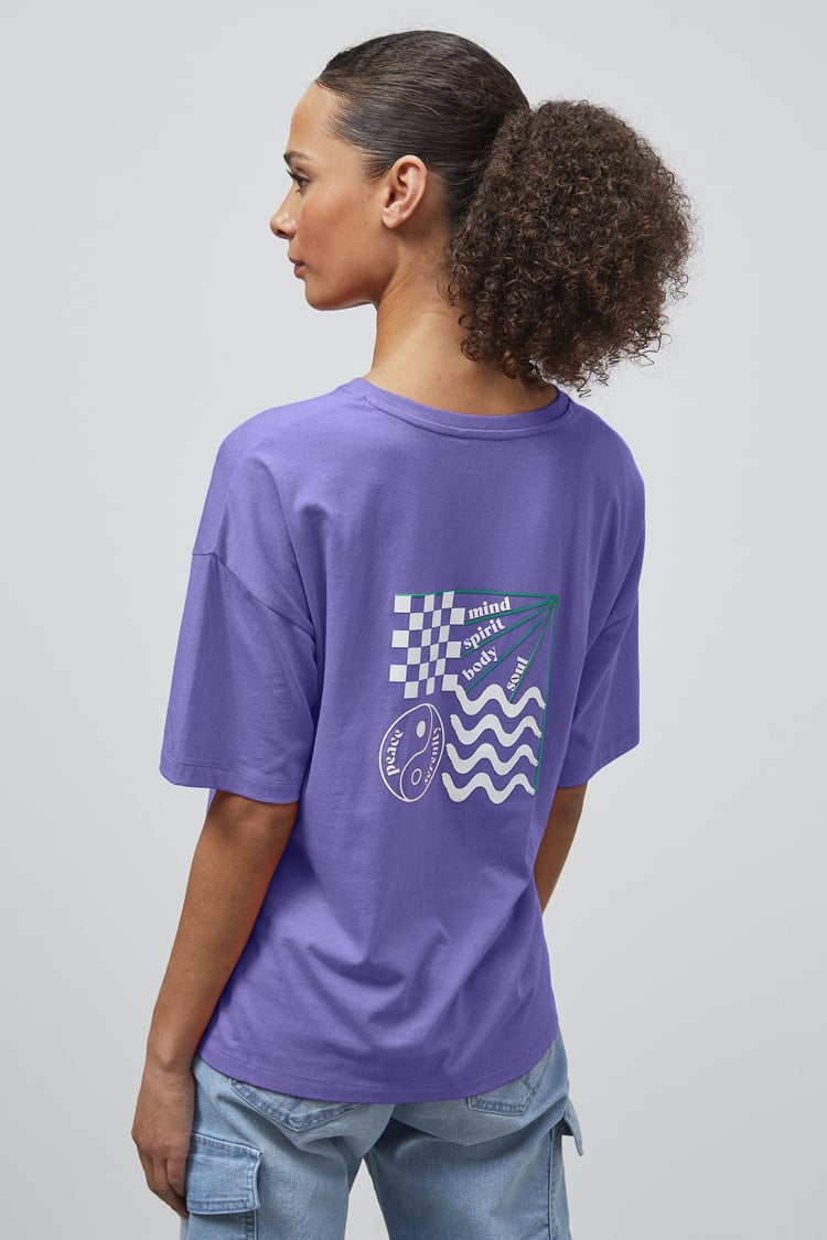 Slogan Print Boxy Relaxed Fit T-Shirt