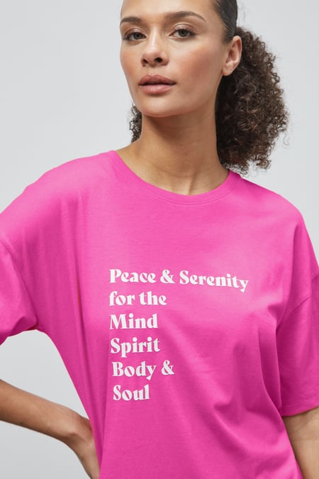 Pink Slogan Print Boxy Relaxed Fit T-Shirt