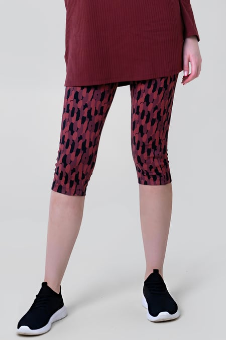 Navy Printed Cropped Leggings