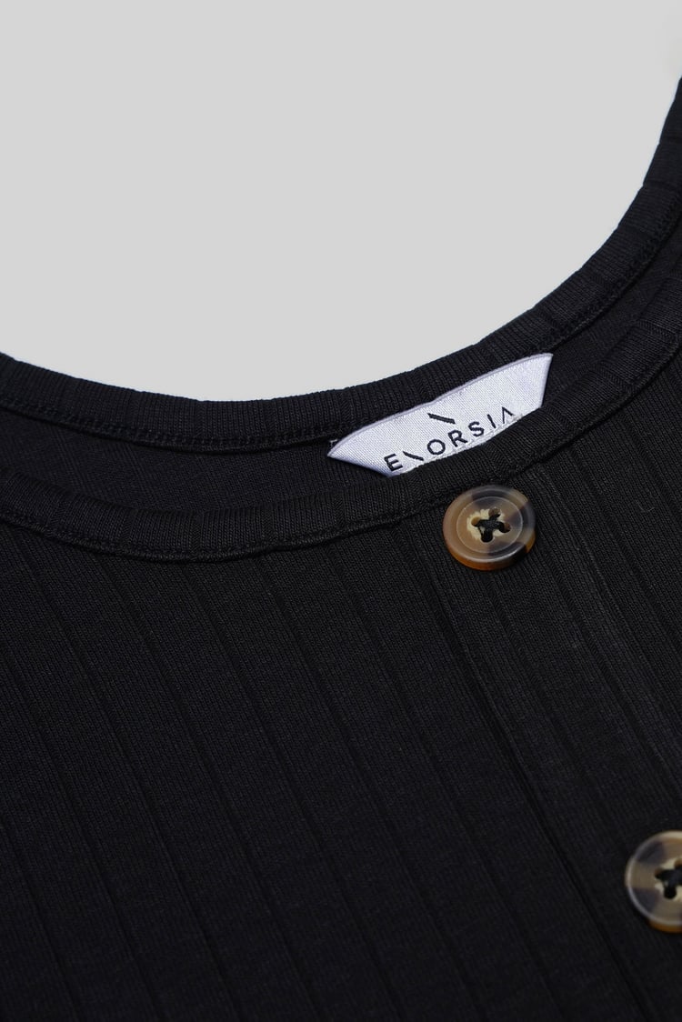 Ribbed Front Button Tank Top