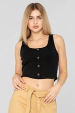 Ribbed Front Button Tank Top