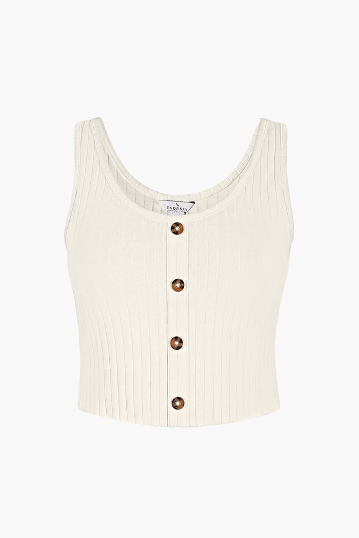 Ribbed Front Button Tank Top
