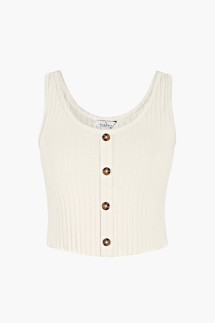 Ribbed Front Button Tank Top