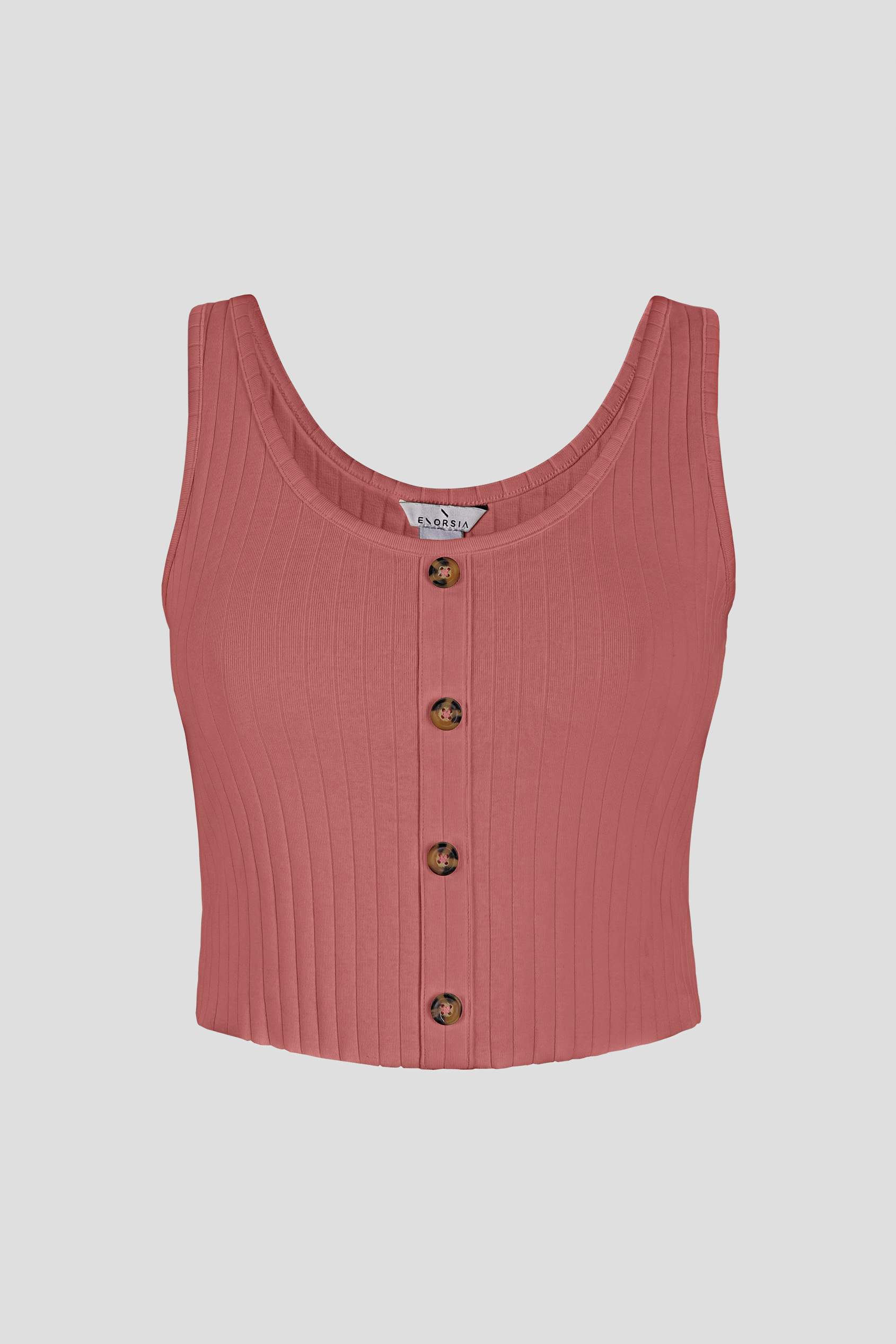 Ribbed Front Button Tank Top
