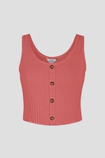 Ribbed Front Button Tank Top