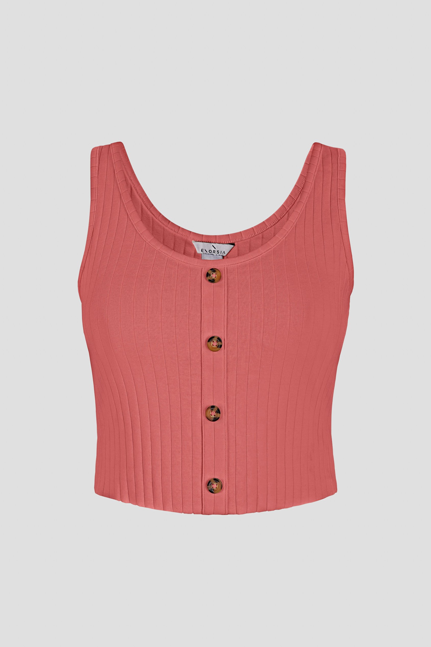 Ribbed Front Button Tank Top