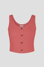 Ribbed Front Button Tank Top