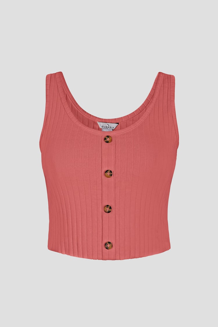 Ribbed Front Button Tank Top